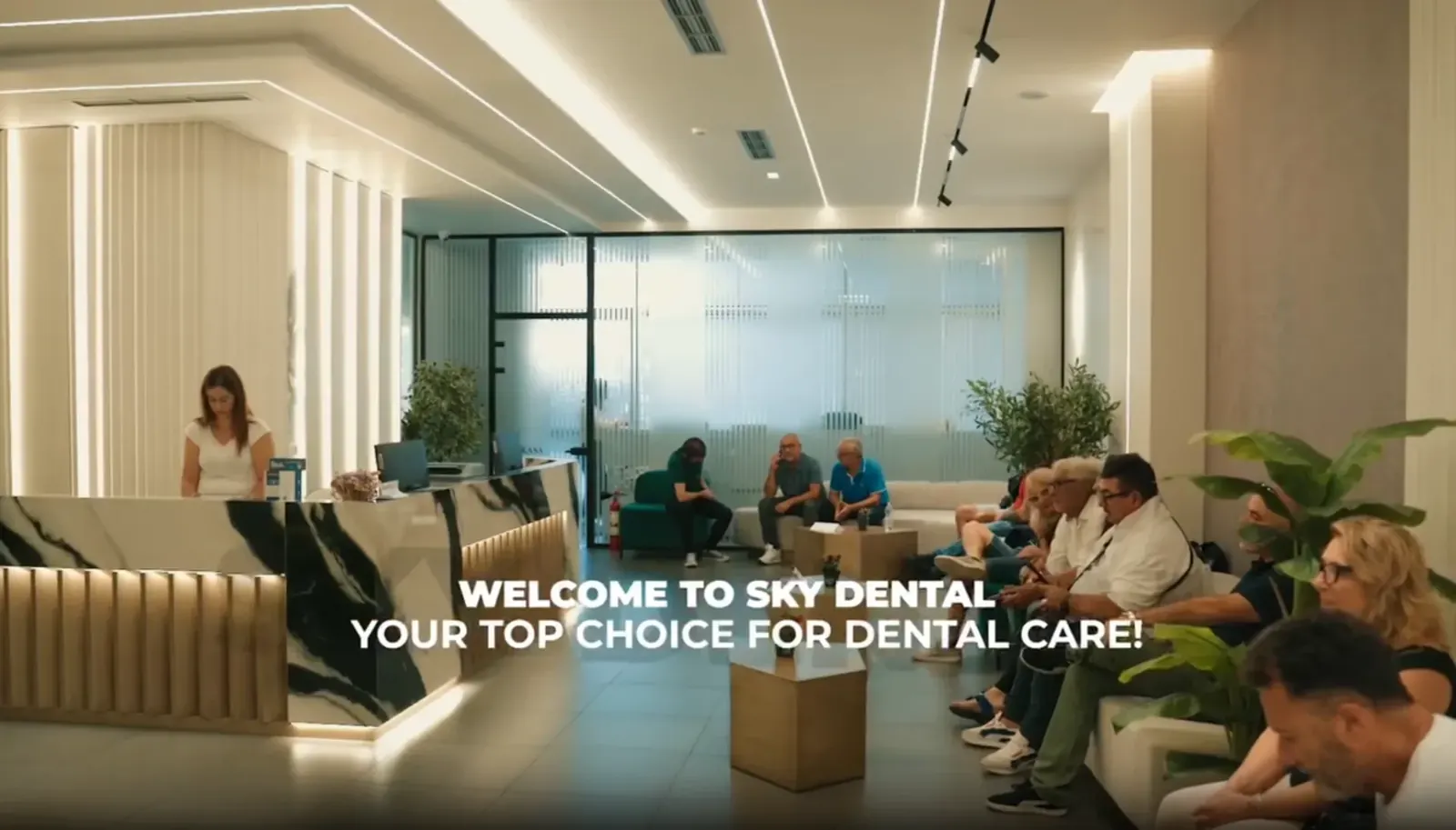 Skydental clinic interior in Tirana — modern waiting area
